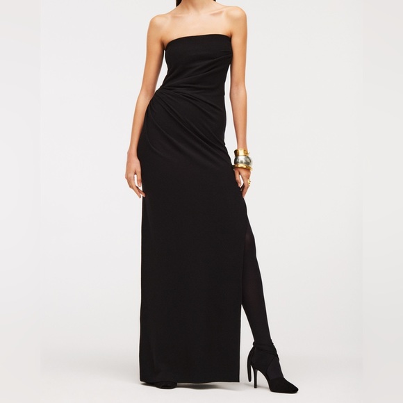 NWT Zara Studio DRAPED WOOL BLEND Black DRESS LIMITED EDITION. Size Large.